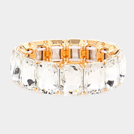 Emerald Cut Stone Stretch Evening Bracelet