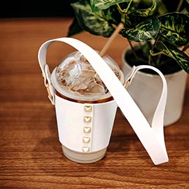 Studded Faux Leather Coffee Cup Sleeve With Strap