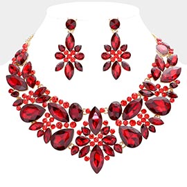 Multi Stone Cluster Evening Necklace