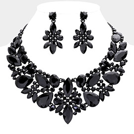 Multi Stone Cluster Evening Necklace