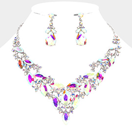 Marquise Stone Cluster Evening Necklace