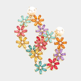 Flower Cluster Dangle Evening Earrings