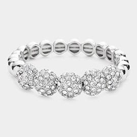 Rhinestone Embellished Metal Dome Stretch Bracelet