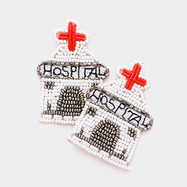 Felt Back Seed Beaded Hospital Dangle Earrings