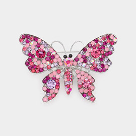 Multi Stone Embellished Butterfly Pin Brooch