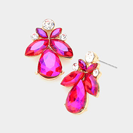 Marquise Floral Crystal Evening Earrings