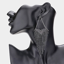 Rhinestone Fringe Dangle Evening Earrings