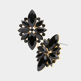 Marquise Crystal Floral Evening Earrings