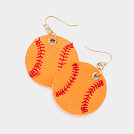 Faux Leather Baseball Dangle Earrings