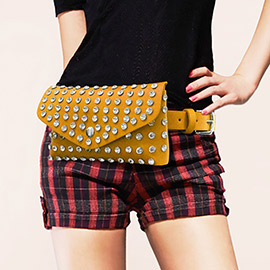 Studded Faux Leather Fanny Pack / Belt / Clutch Bag