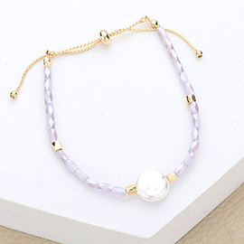 Pearl Accented Beaded Pull Tie Cinch Bracelet