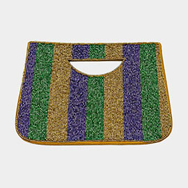 Mardi Gras Seed Beaded Tote / Crossbody Bag