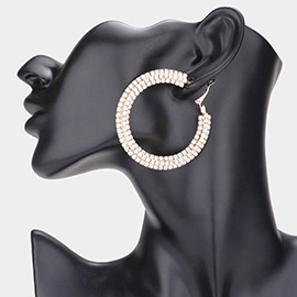 2.25 Inch Rhinestone Hoop Earrings