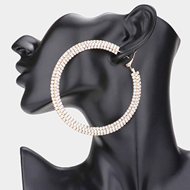 3.25 Inch Rhinestone Hoop Earrings