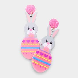 Resin Easter Bunny Egg Dangle Earrings