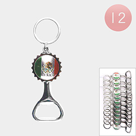 12PCS - Mexico Flag Printed Bottle Opener Keychains