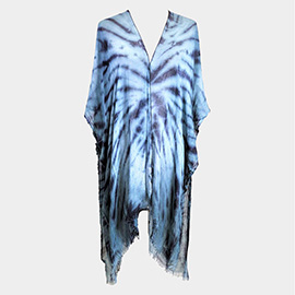 Tie Dye Frayed Cover Up Kimono Poncho