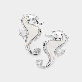 Mother of Pearl Seahorse Stud Earrings