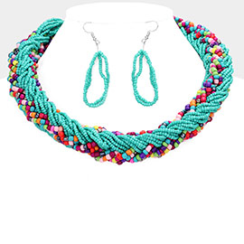 Braided Colorful Seed Beaded Necklace