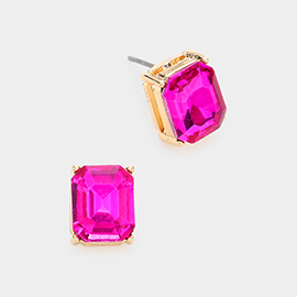 Emerald Cut Stone Stud Evening Earrings