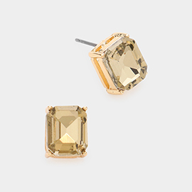 Emerald Cut Stone Stud Evening Earrings