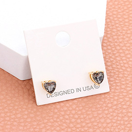 Heart Stone Stud Earrings