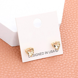 Heart Stone Stud Earrings