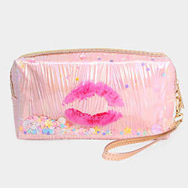 Kiss Lips Shaker Glitter Pouch Bag