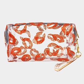 Lips Patterned Transparent Pouch Bag