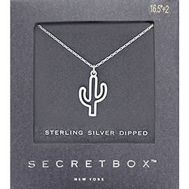 SECRET BOX_Sterling Silver Dipped Cactus Pendant Necklace