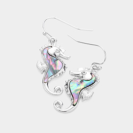 Abalone Seahorse Dangle Earrings