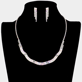 Wavy Rhinestone Pave Necklace