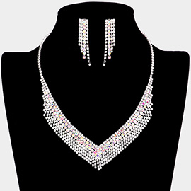 V Shaped Rhinestone Necklace