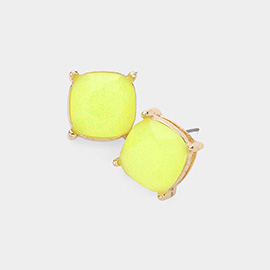 Glittered Cushion Square Stud Earrings