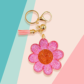 Bling Daisy Tassel Keychain