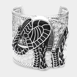 Stone Embellished Elephant Cuff Bracelet