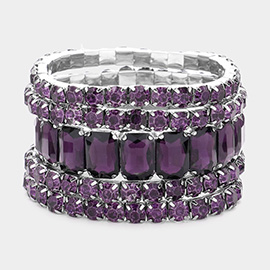 5PCS - Emerald Cut Round Stone Stretch Evening Bracelets