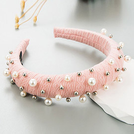 Pearl Metal Ball Embellished Padded Headband