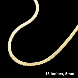 Gold Plated 18 Inch 5mm Herringbone Metal Chain Necklace