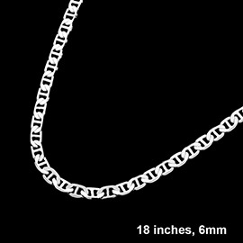 Silver Plated 18 Inch 6mm Mariner Metal Chain Necklace