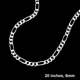 Silver Plated 20 Inch 6mm Figaro Metal Chain Necklace