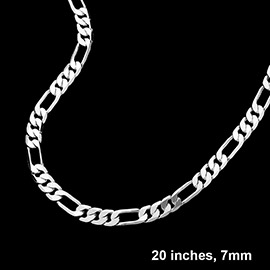 Silver Plated 20 Inch 7mm Figaro Metal Chain Necklace