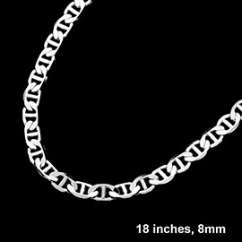 Silver Plated 18 Inch 8mm Mariner Metal Chain Necklace