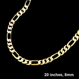 Gold Plated 20 Inch 8mm Figaro Metal Chain Necklace