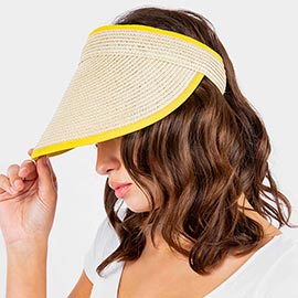 Solid Trimmed Straw Visor Sun Hat