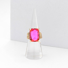 Emerald Cut Stone Adjustable Ring