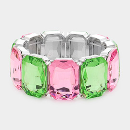 Emerald Cut Stone Stretch Evening Bracelet