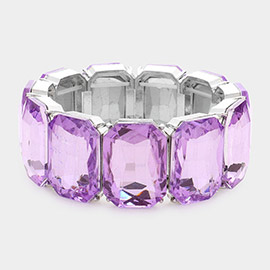 Emerald Cut Stone Stretch Evening Bracelet