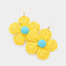 Raffia Flower Dangle Earrings