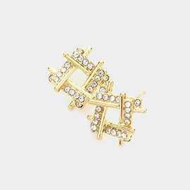 Rhinestone Embellished Hashtag Stud Earrings